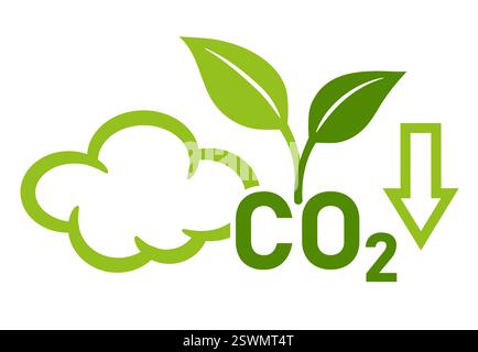 Réduction des émissions de dioxyde de carbone de CO2, réduction des gaz à effet de serre carbonique, écotechnologie verte et propre. Faible pollution atmosphérique. Fumée de contrôle écologique Illustration de Vecteur