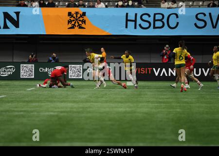 Vancouver, Vancouver, C.-B., Canada. 21 février 2025. Match de rugby féminin World Rugby Sevens Series entre le Canada et le Brésil au BC place Stadium de Vancouver, Canada, le 21 février 2025. (Photo de Tomaz Jr/Pximages) (crédit image : © Tomaz Jr/PX Imagens via ZUMA Press Wire) USAGE ÉDITORIAL SEULEMENT! Non destiné à UN USAGE commercial ! Banque D'Images