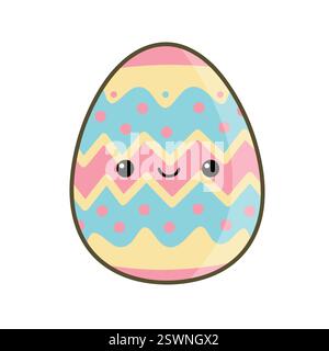 Kawaii Easter Egg – jolie illustration printanière pastel Illustration de Vecteur