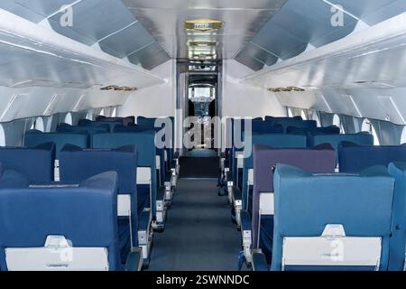 L'intérieur d'un avion de ligne britannique Vickers Viscount des années 1950 Banque D'Images
