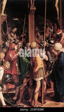 HOLBEIN, Hans le jeune (né en 1497, Augsbourg, mort en 1543, Londres) la passion (détail) 1524-25 huile sur bois de chaux Kunstmuseum, Öffentliche Kunstsammlung, Bâle ici les influences italiennes sont légèrement plus fortes que dans la scène du Christ avant Pilate ci-dessus, bien qu'aucun emprunt direct ne soit observable. Holbein a adapté l'élégante position contrapposto qu'Andrea Mantegna avait redécouvert dans la statuaire romaine pour suggérer la nonchalance des gardes, juste en faisant leur travail. Les fresques de Mantegna dans la chapelle Eremitani à Padoue (maintenant endommagées) sont des sources obliques pour Holbein, peut-être th Banque D'Images