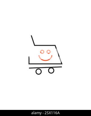 Icône de magasin heureux Smile idée de conception de logo de boutique en ligne, logo de sourire de boutique Illustration de Vecteur