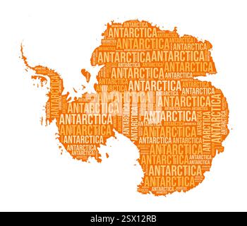 Forme Antarctique. Nuage de mots de pays avec division de région. Illustration colorée Antarctique. Nuage de noms de région. Illustration vectorielle. Illustration de Vecteur