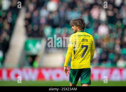 22 février 2025 ; Easter Road, Édimbourg, Écosse : Scottish Premiership Football, Hibernian contre Celtic ; Jota Joao Pedro Neves Filipe du Celtic Banque D'Images