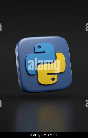 Buenos Aires, Argentine - 22 février 2025 : logo tridimensionnel du langage de programmation Python. illustration 3d. Banque D'Images