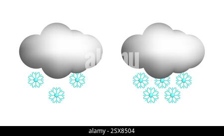 Météo icônes 3d ensemble de vecteurs isolés réalistes. Fortes chutes de neige. Design Weather App site Web logo jeu bannière. Concept météorologique. Illustration de Vecteur