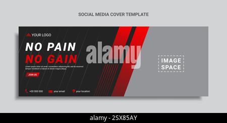 design de couverture de médias sociaux de fitness et de gym ou bannière web Illustration de Vecteur
