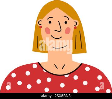 Femme souriante vecteur Portrait mignon Illustration de Vecteur