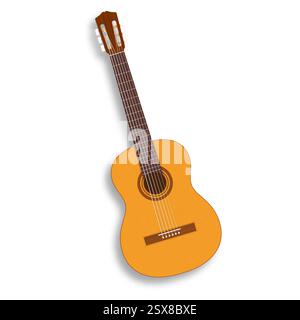 Guitare acoustique 3D. Illustration vectorielle sur un fond blanc. guitare en bois 3d. Illustration de Vecteur