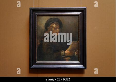 Vienne, Autriche. Musée d'histoire de l'art (Kunsthistorisches Museum Wien) dans le premier arrondissement, Rembrandt Harmensz van Rijn (1606-1669), Titus van Rijn, le fils de l'artiste, lisant vers 1658, huile sur toile Banque D'Images