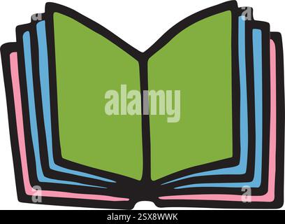 Icône de livre Doodle dessiné à la main avec stylo à encre. Symbole de la connaissance et de l'éducation Illustration de Vecteur