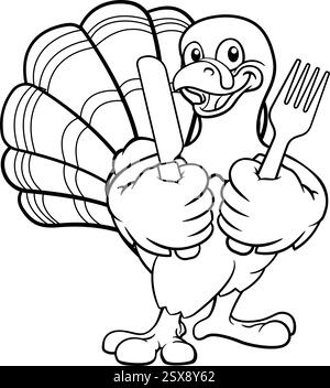 Turquie Thanksgiving Cartoon Bird Christmas Mascot Illustration de Vecteur