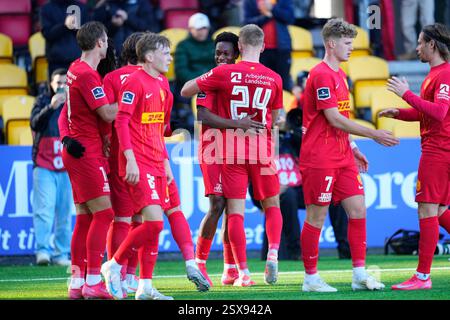 Farum, Danemark. 23 février 2025. FC Nordsjaelland moeder Soenderjyske i Superligaen paa droit à Dream Park i Farum soendag den 23. février 2025. Crédit : Ritzau/Alamy Live News Banque D'Images