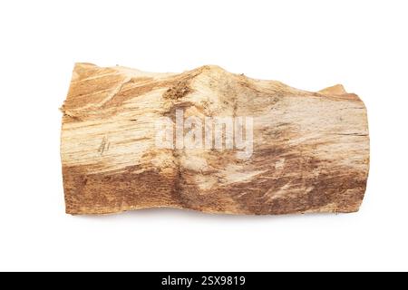 Bûche de bois à feu unique, isolée sur blanc Banque D'Images