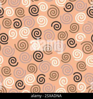 Motif abstrait ludique avec des spirales éparpillées dessinées à la main. Illustration de Vecteur