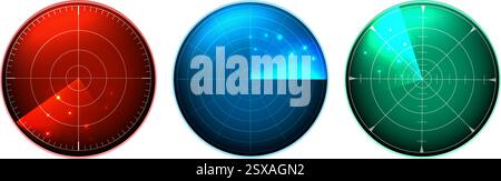 Ensemble de l'écran radar Illustration de Vecteur