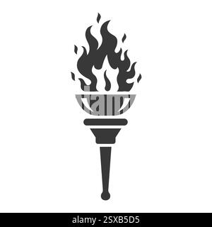 Icône torche. Symbole de feu chaud, puissance de flamme, flammes et chaleur, illustration vectorielle. Torche des Jeux Olympiques. Illustration plate Illustration de Vecteur