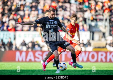 Farum, Danemark. 23 février 2025. Matti Olsen (2) de Soenderjyske vu lors du match de 3F Superliga entre FC Nordsjaelland et Soenderjyske à droite de Dream Park à Farum. Crédit : Gonzales photo/Alamy Live News Banque D'Images