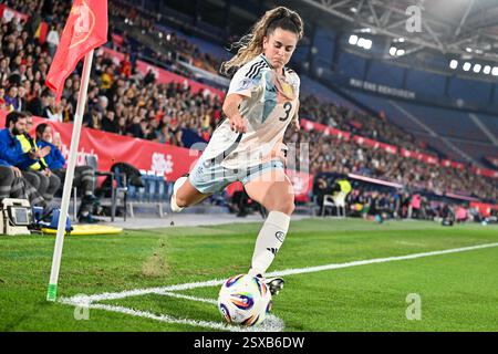 Valencia, Espagne. 21 février 2025. Teresa (3) d'Espagne photographiée lors d'un match entre les équipes nationales d'Espagne et de Belgique, a appelé les flammes rouges lors de la première journée de match dans le groupe A3 de la compétition de la Ligue des Nations féminines 2024-25, le dimanche 21 février 2025 à Valence, Espagne . Crédit : Sportpix/Alamy Live News Banque D'Images