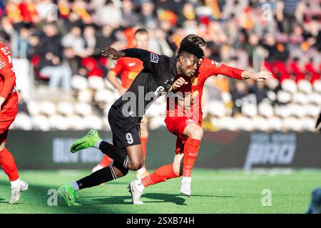 Farum, Danemark. 23 février 2025. Ivan Djantou (9 ans) de Soenderjyske vu lors du match de 3F Superliga entre le FC Nordsjaelland et Soenderjyske à droite de Dream Park à Farum. Crédit : Gonzales photo/Alamy Live News Banque D'Images