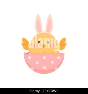 Poussin de Pâques avec oreilles de lapin Illustration de Vecteur