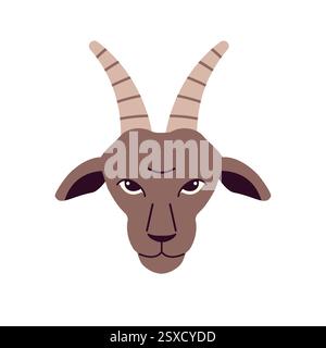 Tête de chèvre dans un style plat Illustration de Vecteur