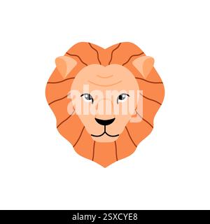 Tête de lion dans le style plat Illustration de Vecteur