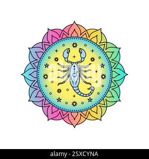 Scorpion Zodiac Sign dans une palette colorée Illustration de Vecteur