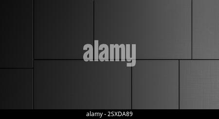 Tuiles rectangulaires noires, surface texturée sombre, motif sans couture, conception abstraite moderne, fond de mise en page géométrique, style minimaliste, architectur Banque D'Images