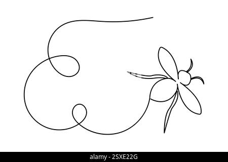 Dessin continu d'une seule ligne d'illustration d'art vectoriel isolé de contour d'abeille Illustration de Vecteur