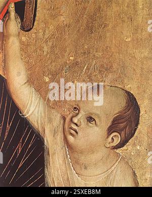 DUCCIO di Buoninsegna (né vers 1255, Sienne, d. 1319, Sienne) crévole Madonna (détail) 1283-84 Tempera sur bois Museo dell'Opera del Duomo, Sienne --- mots-clés : ------------- Auteur : DUCCIO di Buoninsegna titre : crévole Madonna (détail) chronologie : 1301-1350 École : italienne forme : peinture type : religieux Banque D'Images