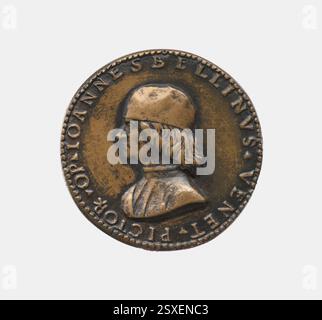 Giovanni Bellini, peintre vénitien, vers 1430-1516, médaille de bronze de Vittore Gambello, Italie, 1500-1510, représentant le célèbre artiste vénitien. Banque D'Images