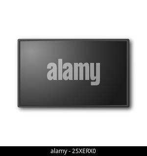 Écran de télévision moderne 3d réaliste. Ecran LCD élégant minimaliste, cadre TV LED. Conception d'affichage de grand écran d'ordinateur pour maquette. Télévision vierge Templa Illustration de Vecteur