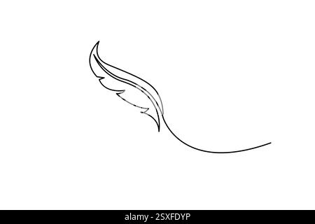 Art simple ligne de plume d'oiseau de l'icône dessinée à la main illustration vectorielle de contour Illustration de Vecteur