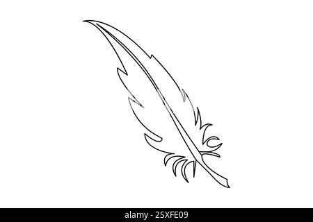 Art simple ligne de plume d'oiseau de l'icône dessinée à la main illustration vectorielle de contour Illustration de Vecteur