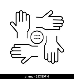 Icône de ligne noire d'inclusion. Vecteur isolé élément diversité, équité et intégration sociale. Contour modifiable. Illustration de Vecteur