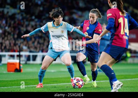 Barcelone, Espagne. 18 décembre 2024. Yui Hasegawa en action lors du match de l'UEFA Women's Champions League entre le FC Barcelone et Manchester City Banque D'Images