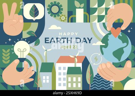 Jour de la Terre, bannière pour la journée mondiale de l'environnement. Illustration de Vecteur