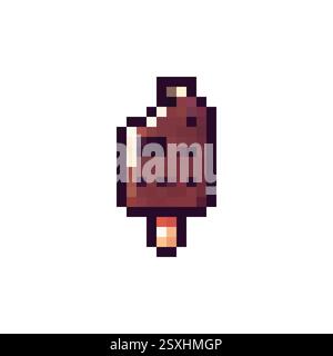 Icône de crème glacée pixel vectoriel. Logo de crème glacée sur un bâton. Vecteur de crème glacée dessert. Crème glacée pour produits laitiers. Style pixel rétro pour les jeux, les vidéos Illustration de Vecteur