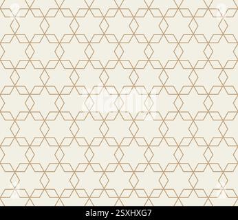 Motif hexagonal géométrique en fines lignes dorées. Conception de fond vectorielle sans couture dans le style islamique. Illustration de Vecteur