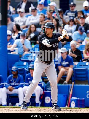 Spencer Jones, le batteur des Yankees de New York, à un match de baseball contre les Blue Jays de Toronto, le dimanche 22 février 2025, à Dunedin, FL. (Alyssa Howell/image du sport) Banque D'Images