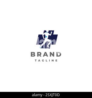 Conception du logo de point de blessure de chirurgie orthopédique. Silhouette humaine avec points orthopédiques dans la conception du logo de symbole de santé plus. Illustration de Vecteur