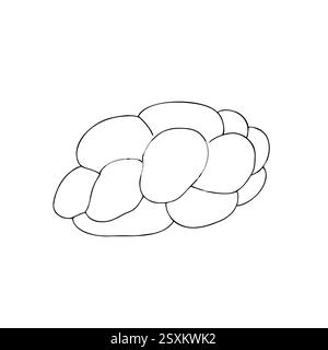 Tresse de pain vectorielle. Pain d'encre graphique, baget de boulangerie, grain de pâtisserie, gâteau de céréales. Illustration de pain isolé sur fond. Esquisse de ligne dessinée à la main Illustration de Vecteur