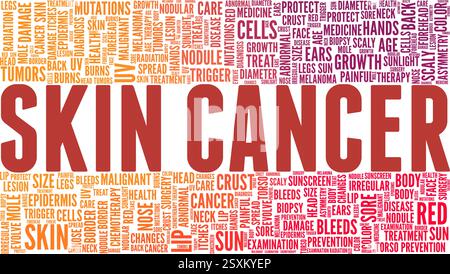 Nuage de mots d'illustration de vecteur de cancer de la peau isolé sur un fond blanc. Illustration de Vecteur