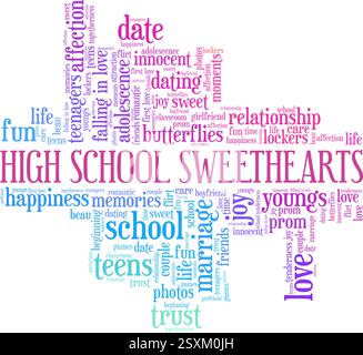 High School Sweethearts vecteur illustration nuage de mot isolé sur un fond blanc. Illustration de Vecteur