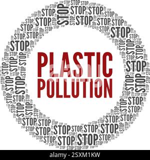 Arrêter l'illustration de vecteur de pollution plastique nuage de mot isolé sur un fond blanc. Illustration de Vecteur