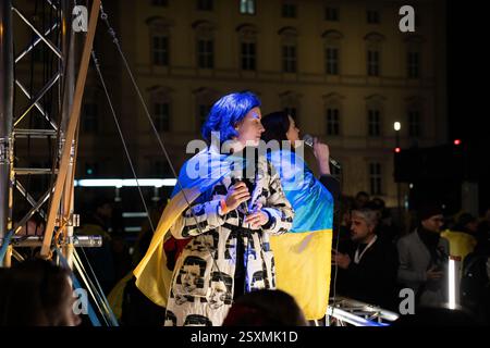 Manifestation ukrainienne pour le 3ème anniversaire de la guerre de Russie contre l'Ukraine Banque D'Images
