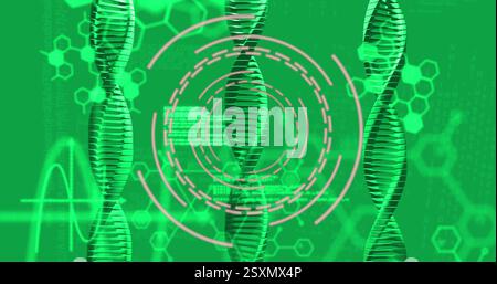 Image du traitement des données sur des brins d'adn et balayage d'oscilloscope Banque D'Images