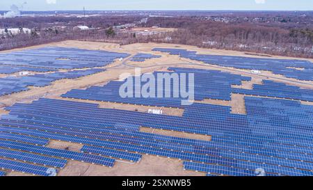 Vue aérienne de la ferme solaire, Pennsylvanie USA Banque D'Images
