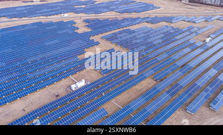Vue aérienne de la ferme solaire, Pennsylvanie USA Banque D'Images